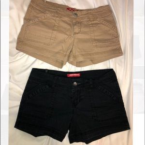 Khaki & black cotton shorts (2 pairs!)